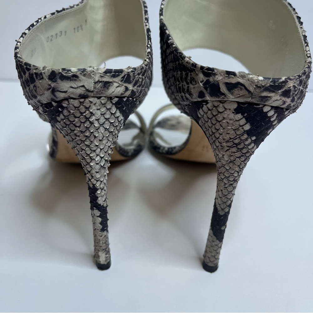 Stuart Weitzman Myslide Snakeskin And Silver Stra… - image 5